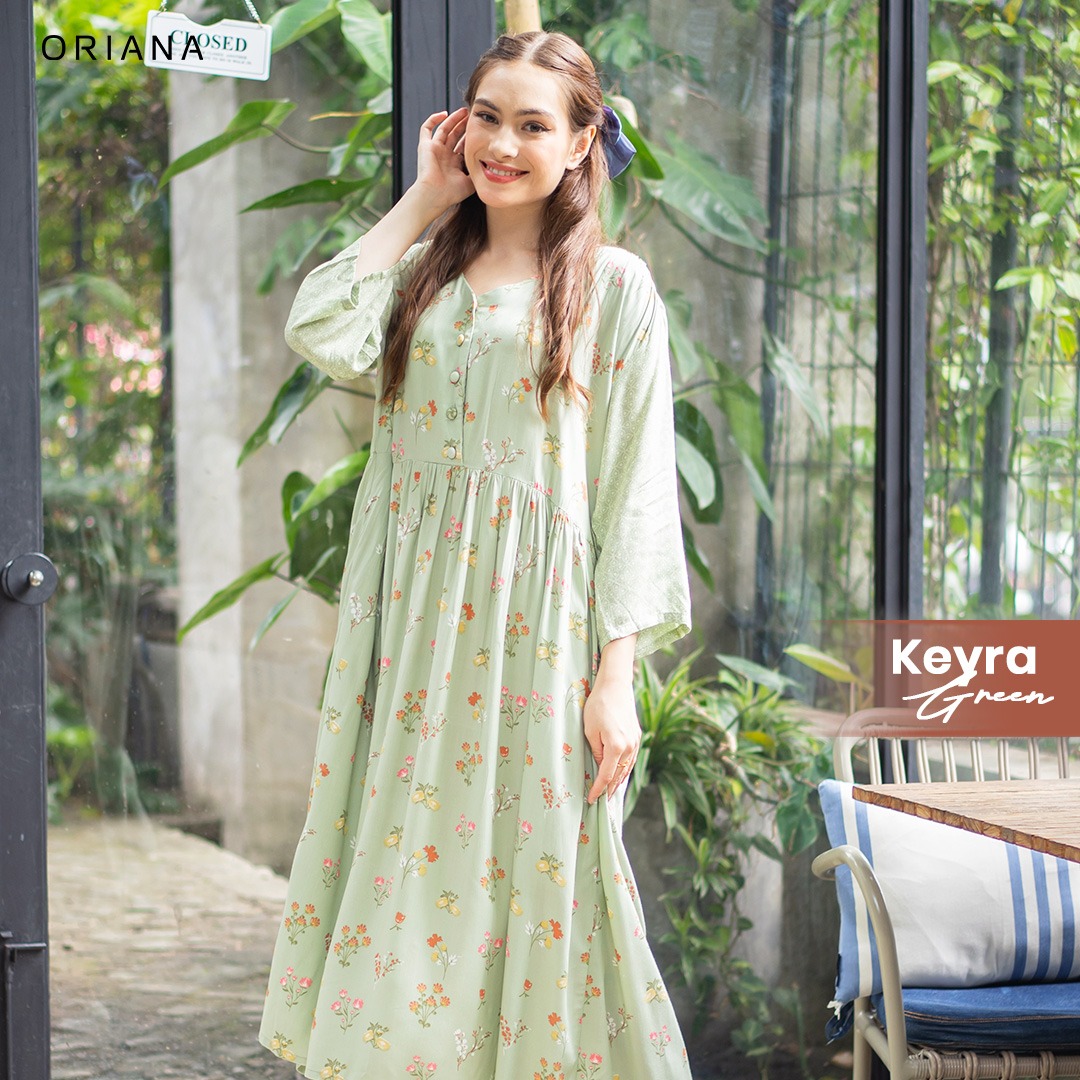 riana Homewear Maxi Dress Daster Two Tone Hitomi Keyra Series