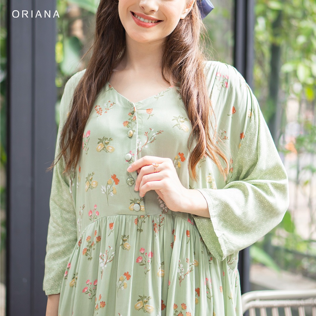 riana Homewear Maxi Dress Daster Two Tone Hitomi Keyra Series