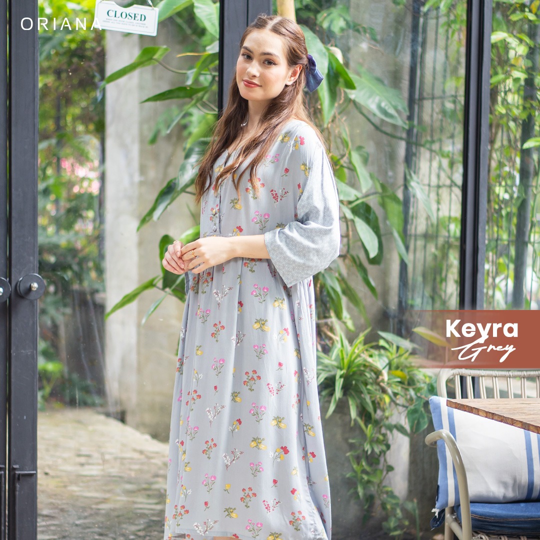 riana Homewear Maxi Dress Daster Two Tone Hitomi Keyra Series