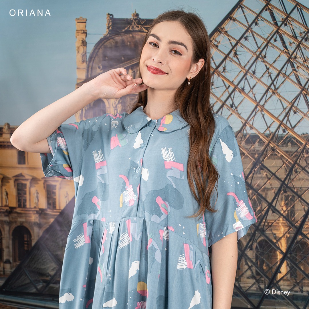 Oriana Homewear Maxi Dress-DSKR Mickey Mixology Allsize
