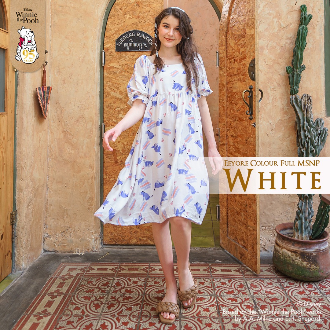 Oriana Homewear Colorful Eeyore Midi Dress MSNP Rayon Twill Ecocel