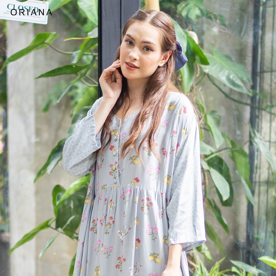 riana Homewear Maxi Dress Daster Two Tone Hitomi Keyra Series