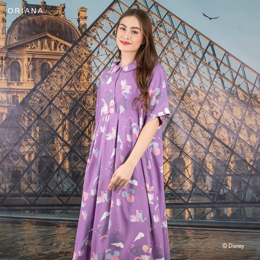 Oriana Homewear Maxi Dress-DSKR Mickey Mixology Allsize