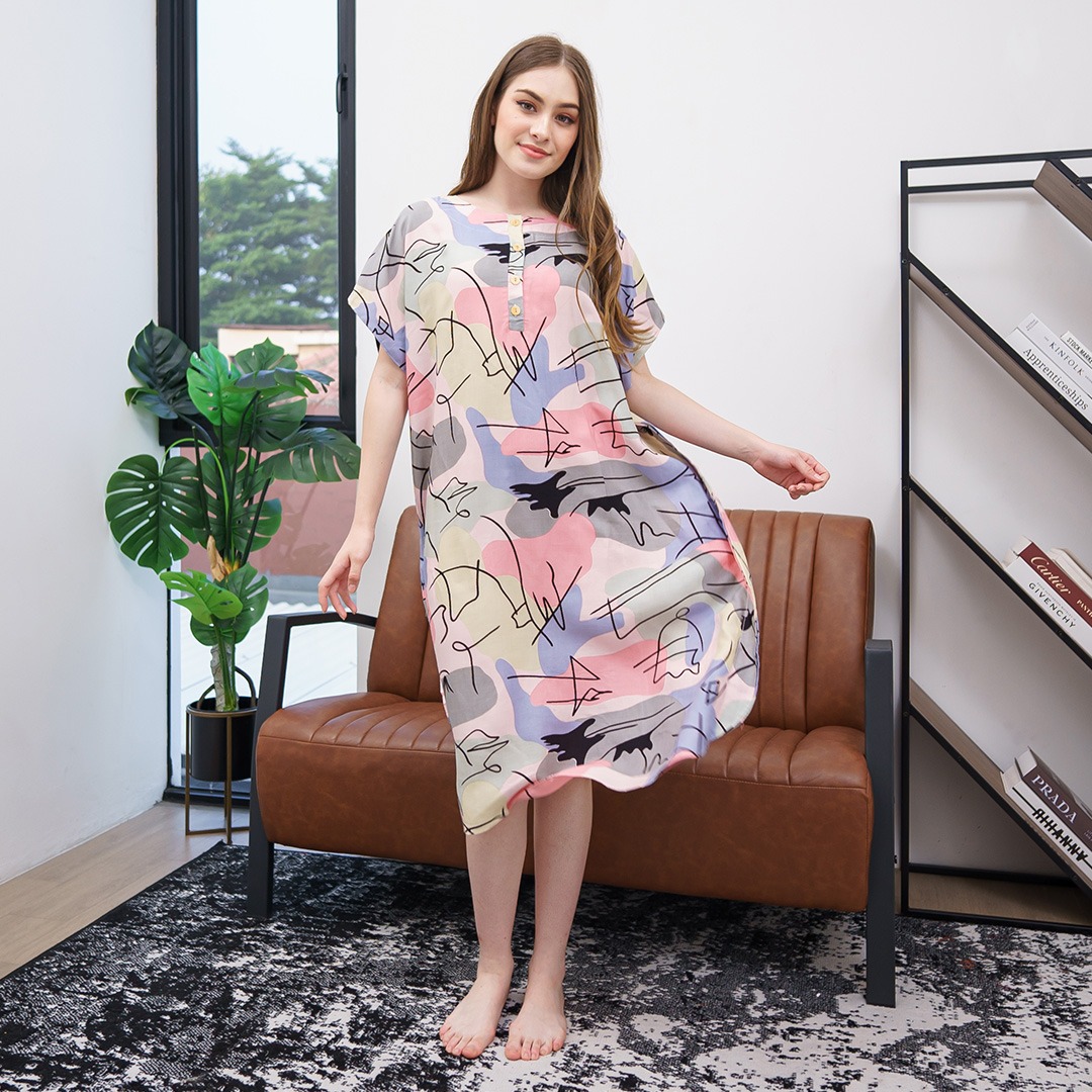 Oriana Homewear Daster Pendek Busui Kaftan Memphis Line Series Allsize