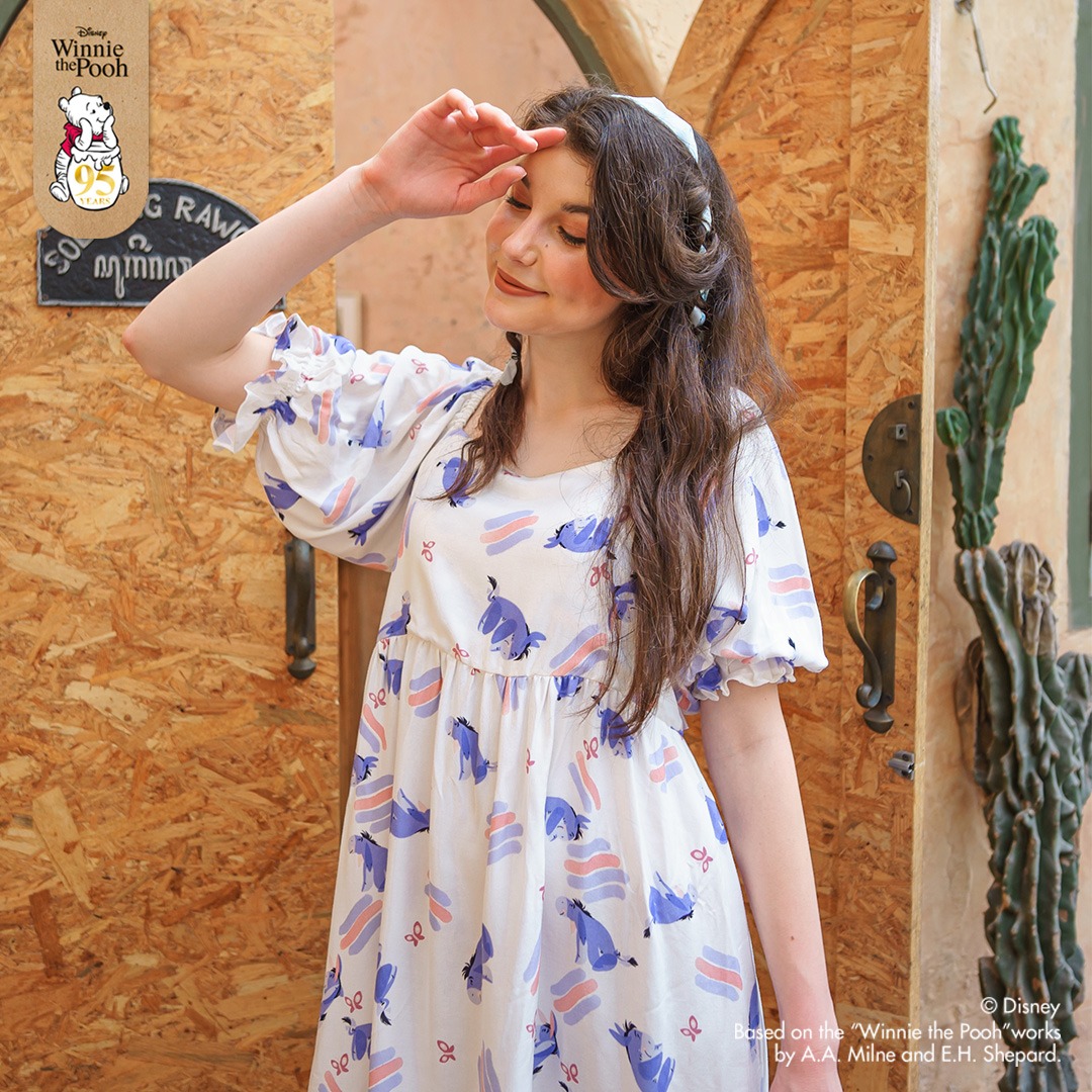 Oriana Homewear Colorful Eeyore Midi Dress MSNP Rayon Twill Ecocel