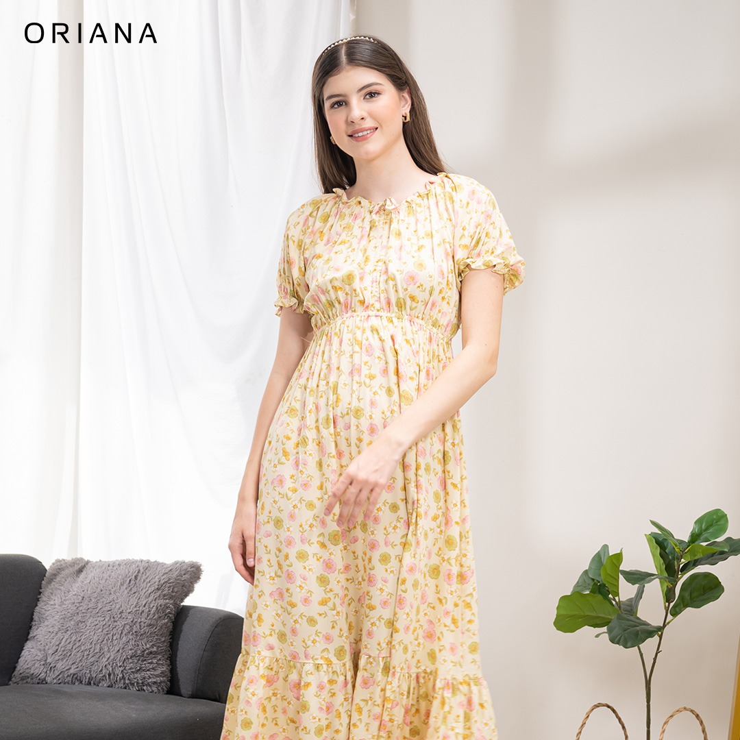 Oriana Homewear Maxi Dress Daster Kerut Selia Series