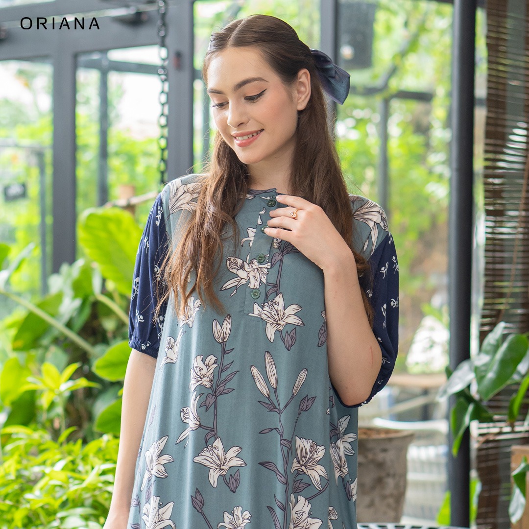 riana Homewear Maxi Dress Daster Two Tone Talita Series