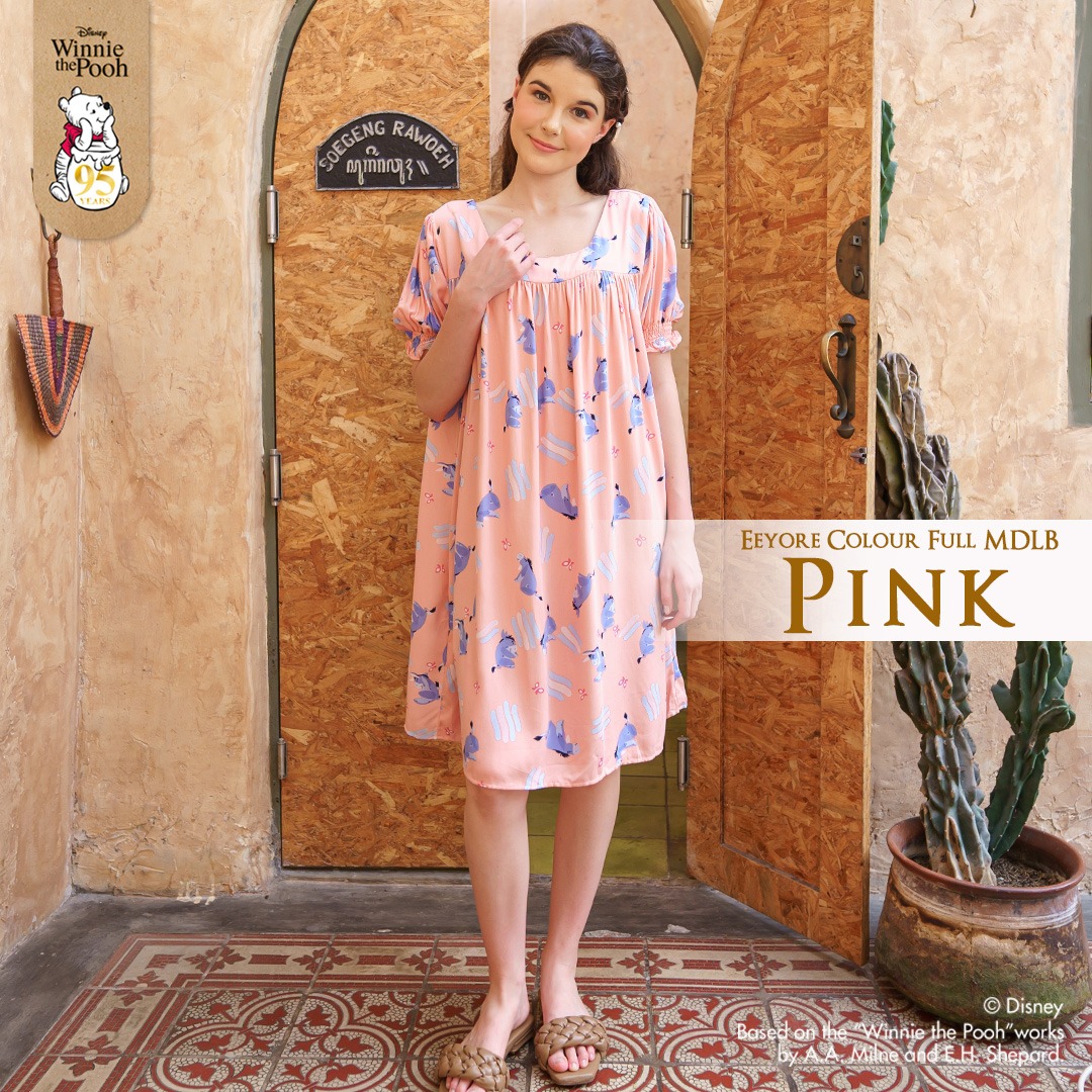 Oriana Homewear Colorful Eeyore Midi Dress MDLB Rayon Twill Ecocel