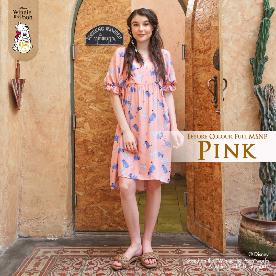 Oriana Homewear Colorful Eeyore Midi Dress MSNP Rayon Twill Ecocel