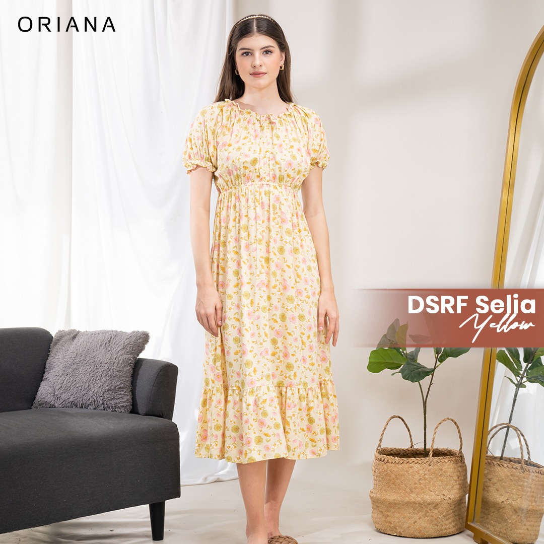 Oriana Homewear Maxi Dress Daster Kerut Selia Series