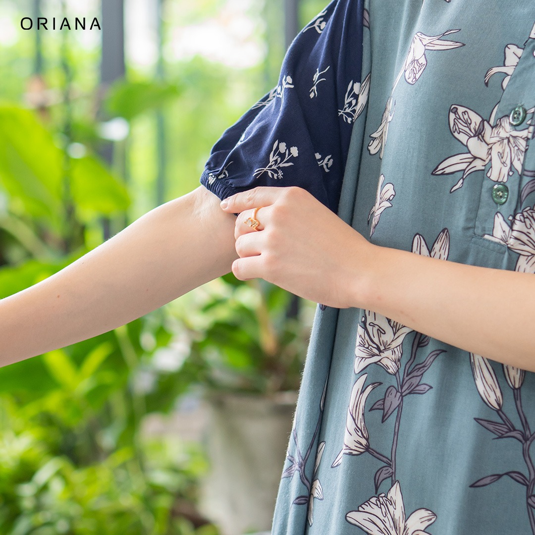 riana Homewear Maxi Dress Daster Two Tone Talita Series