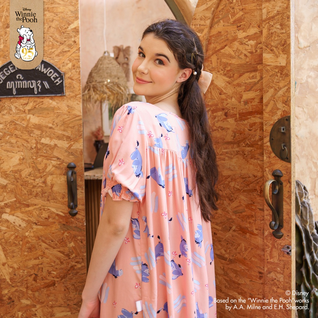 Oriana Homewear Colorful Eeyore Midi Dress MDLB Rayon Twill Ecocel