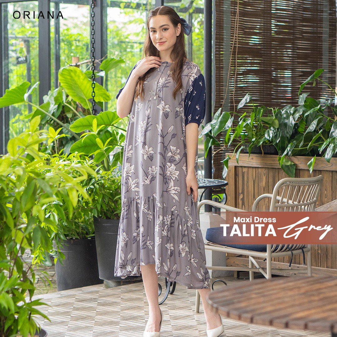 riana Homewear Maxi Dress Daster Two Tone Talita Series