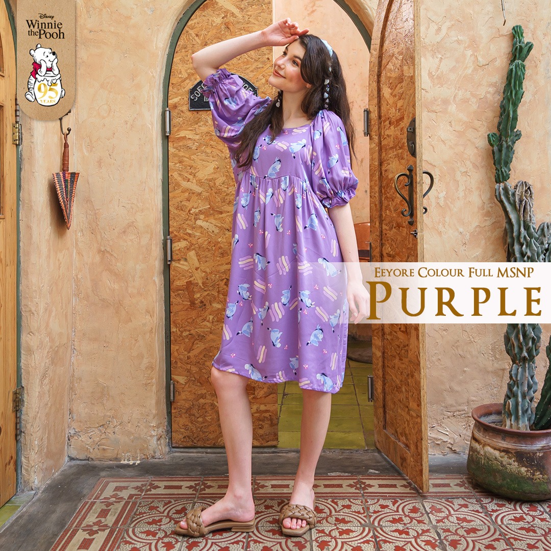 Oriana Homewear Colorful Eeyore Midi Dress MSNP Rayon Twill Ecocel