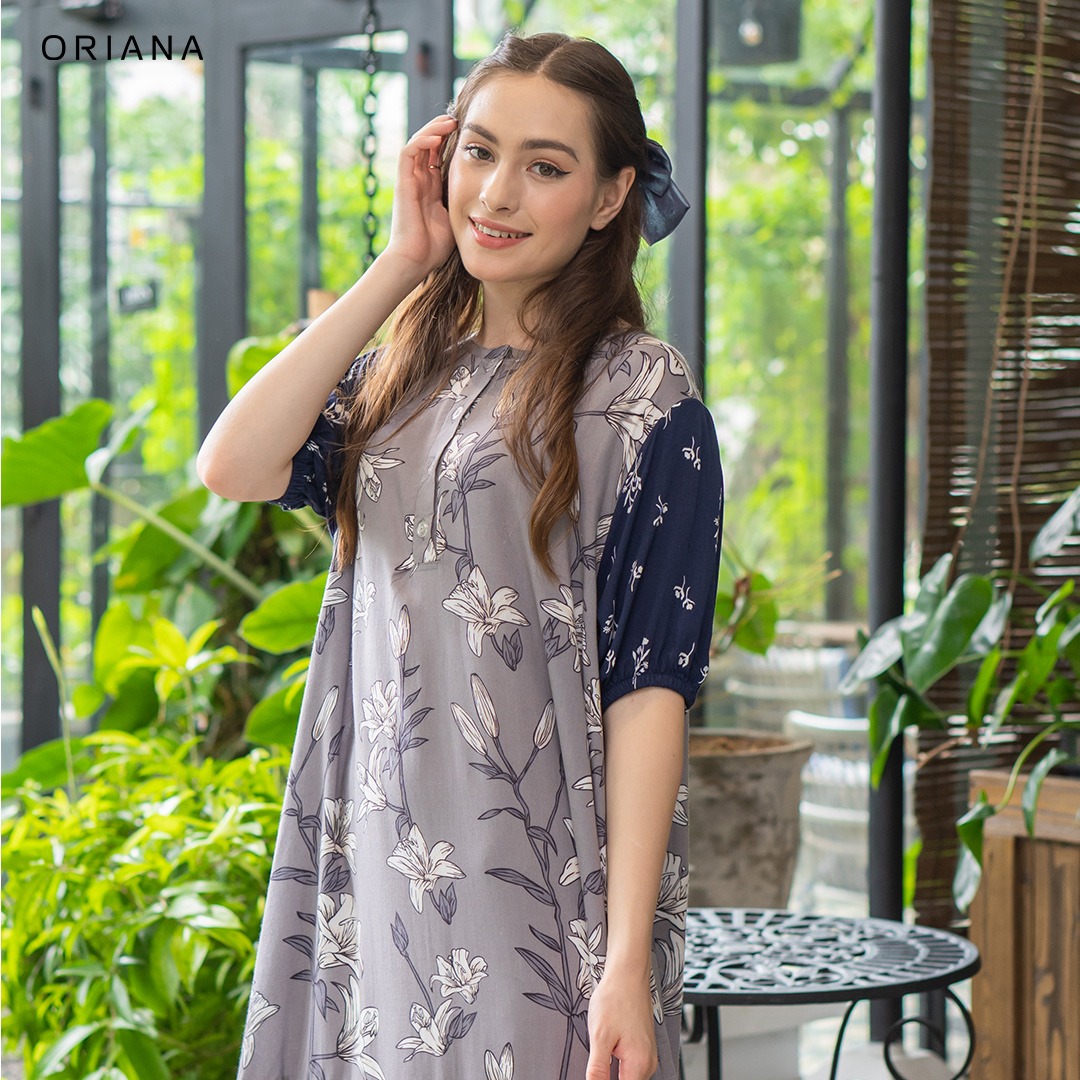 riana Homewear Maxi Dress Daster Two Tone Talita Series