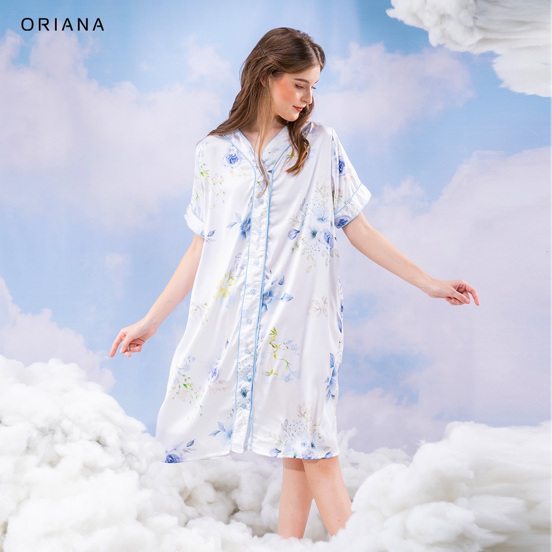 Oriana Homewear Midi Dress Organic Silk Watercolor Series
