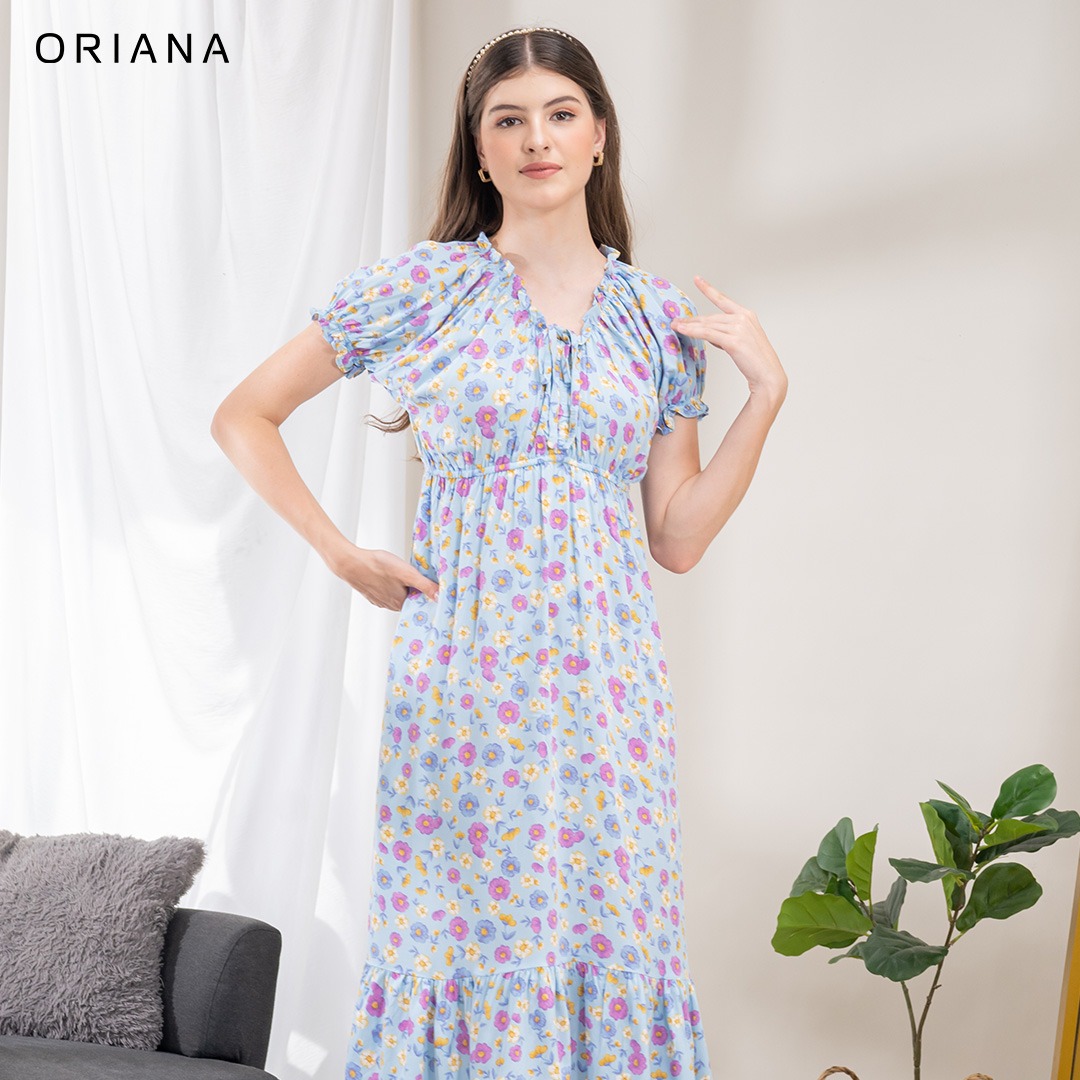 Oriana Homewear Maxi Dress Daster Kerut Selia Series