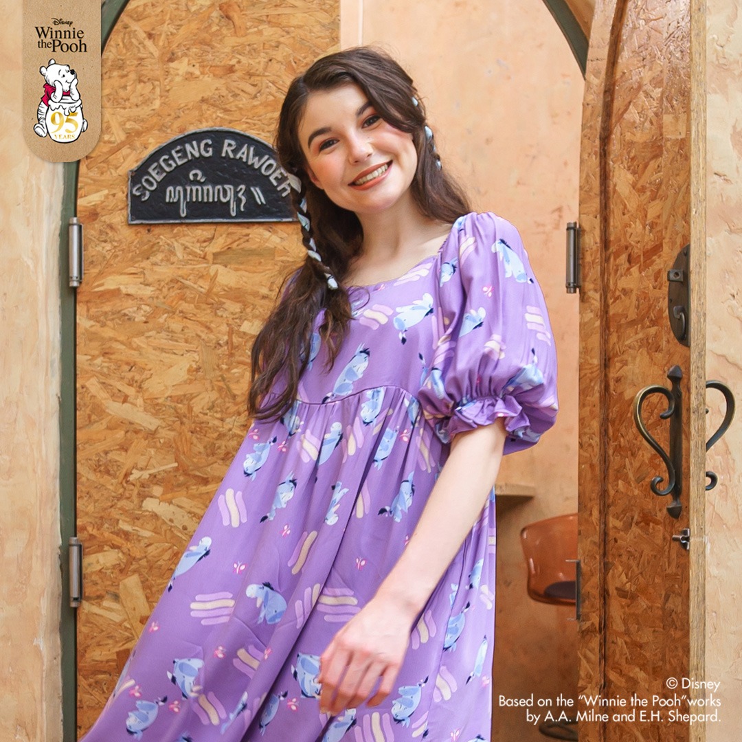 Oriana Homewear Colorful Eeyore Midi Dress MSNP Rayon Twill Ecocel
