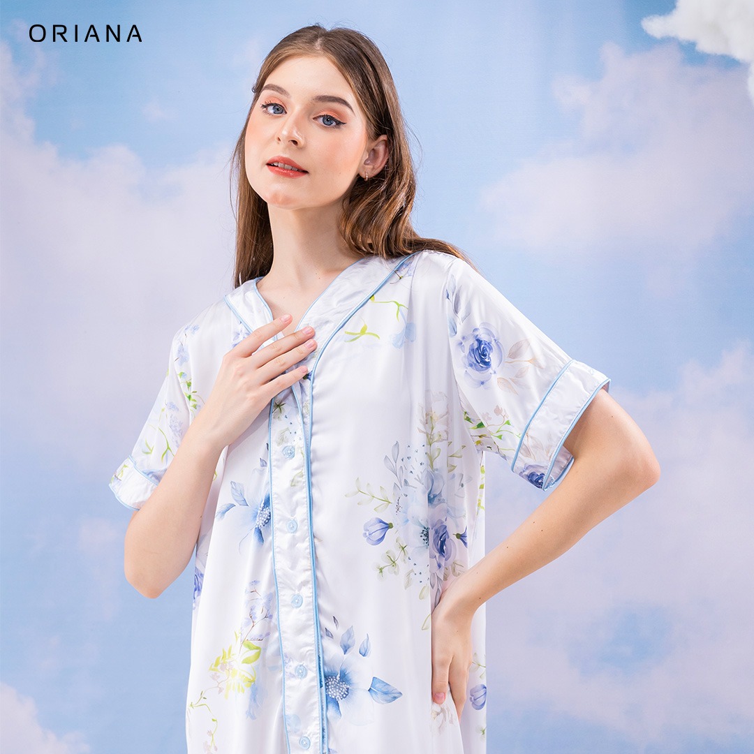 Oriana Homewear Midi Dress Organic Silk Watercolor Series