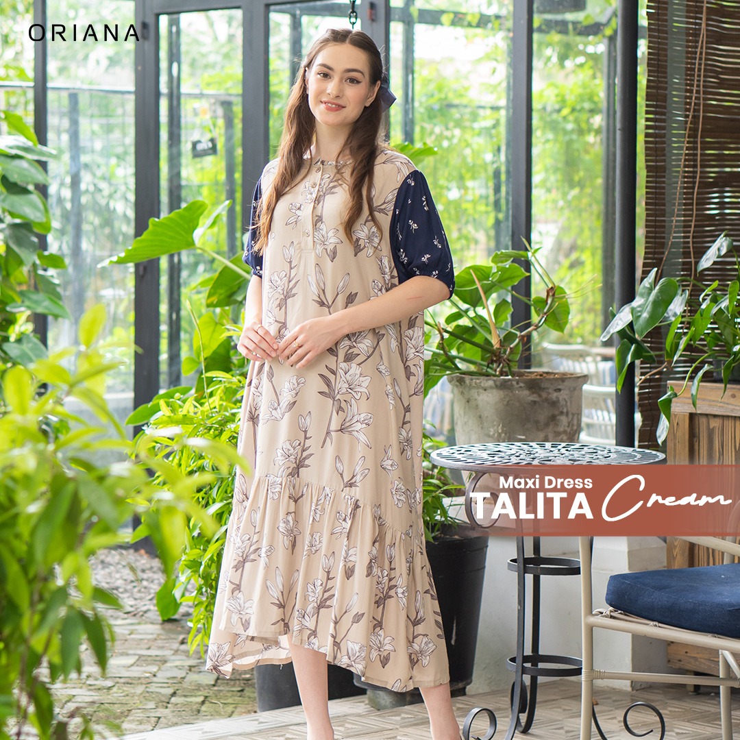 riana Homewear Maxi Dress Daster Two Tone Talita Series