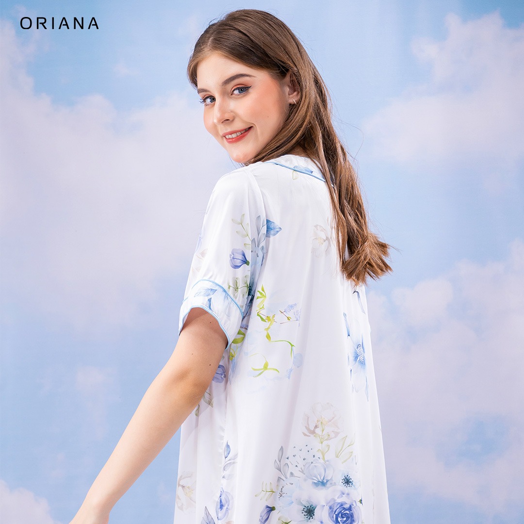 Oriana Homewear Midi Dress Organic Silk Watercolor Series