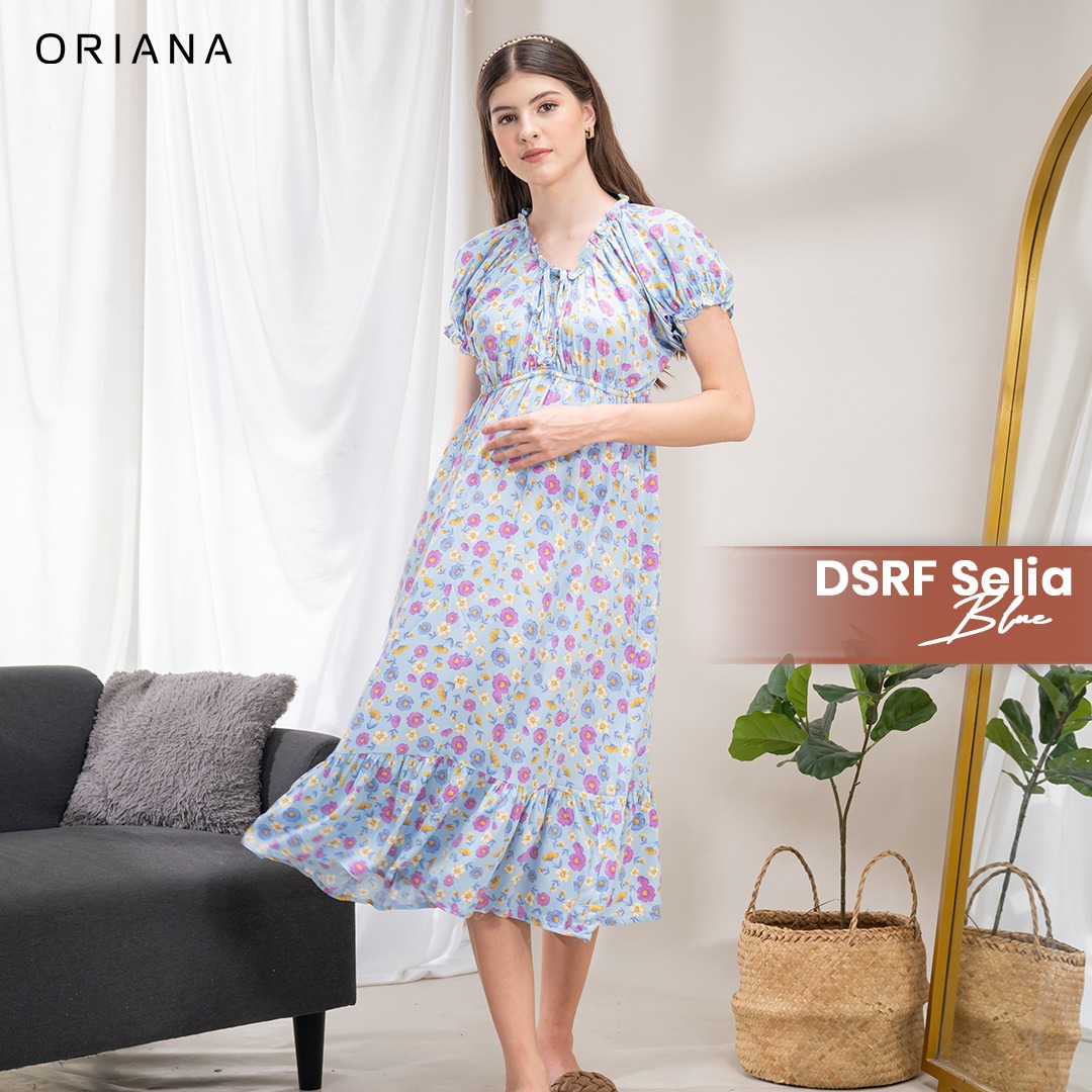Oriana Homewear Maxi Dress Daster Kerut Selia Series