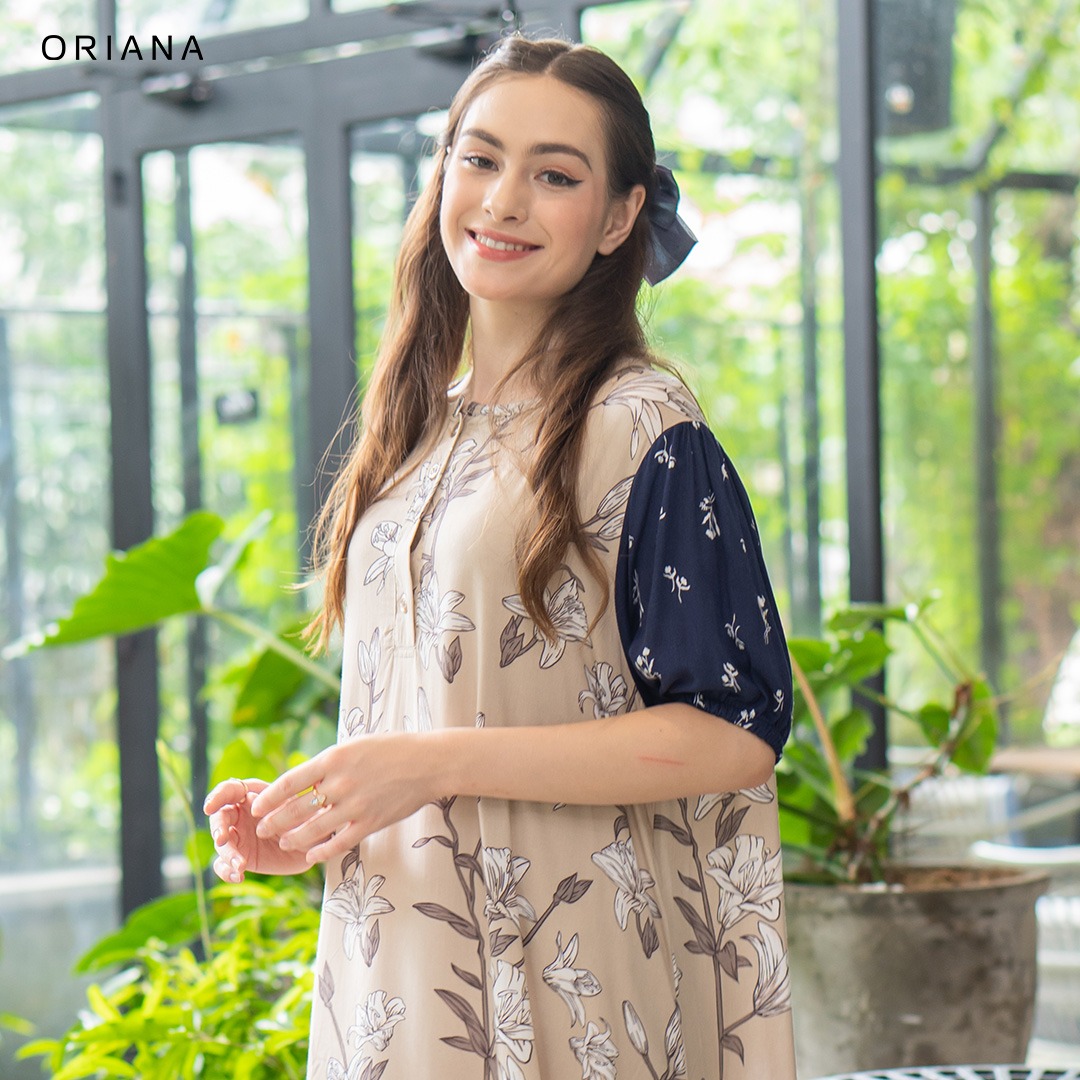 riana Homewear Maxi Dress Daster Two Tone Talita Series