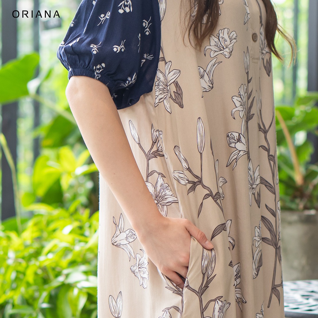 riana Homewear Maxi Dress Daster Two Tone Talita Series