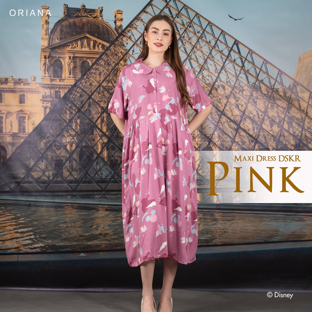 Oriana Homewear Maxi Dress-DSKR Mickey Mixology Allsize