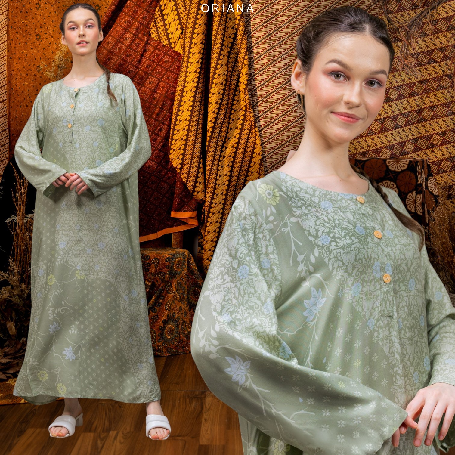 Oriana Homewear Daster Panjang Busui Laiqa Batik Thalita Series