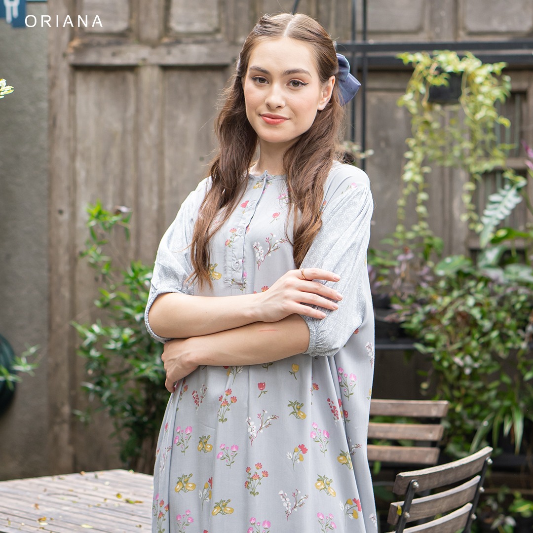 riana Homewear Maxi Dress Daster Two Tone Narita Keyra Series