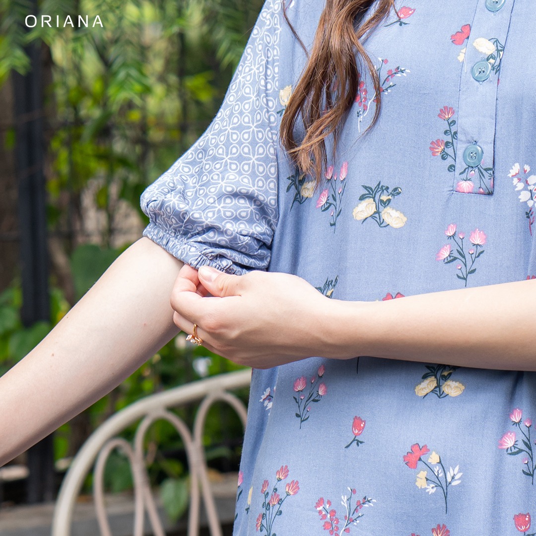 riana Homewear Maxi Dress Daster Two Tone Narita Keyra Series
