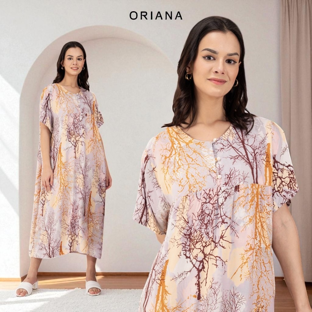 Oriana Homewear Maxi Dress Daster Busui Deasy Winter Artwork Series