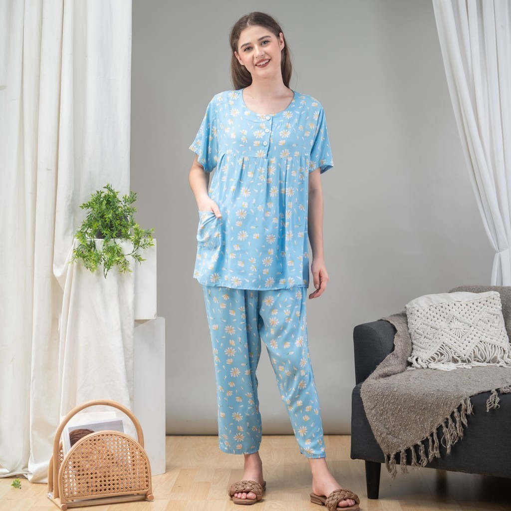 Oriana Sleepwear Piyama Pendek Oneset Daisy Series