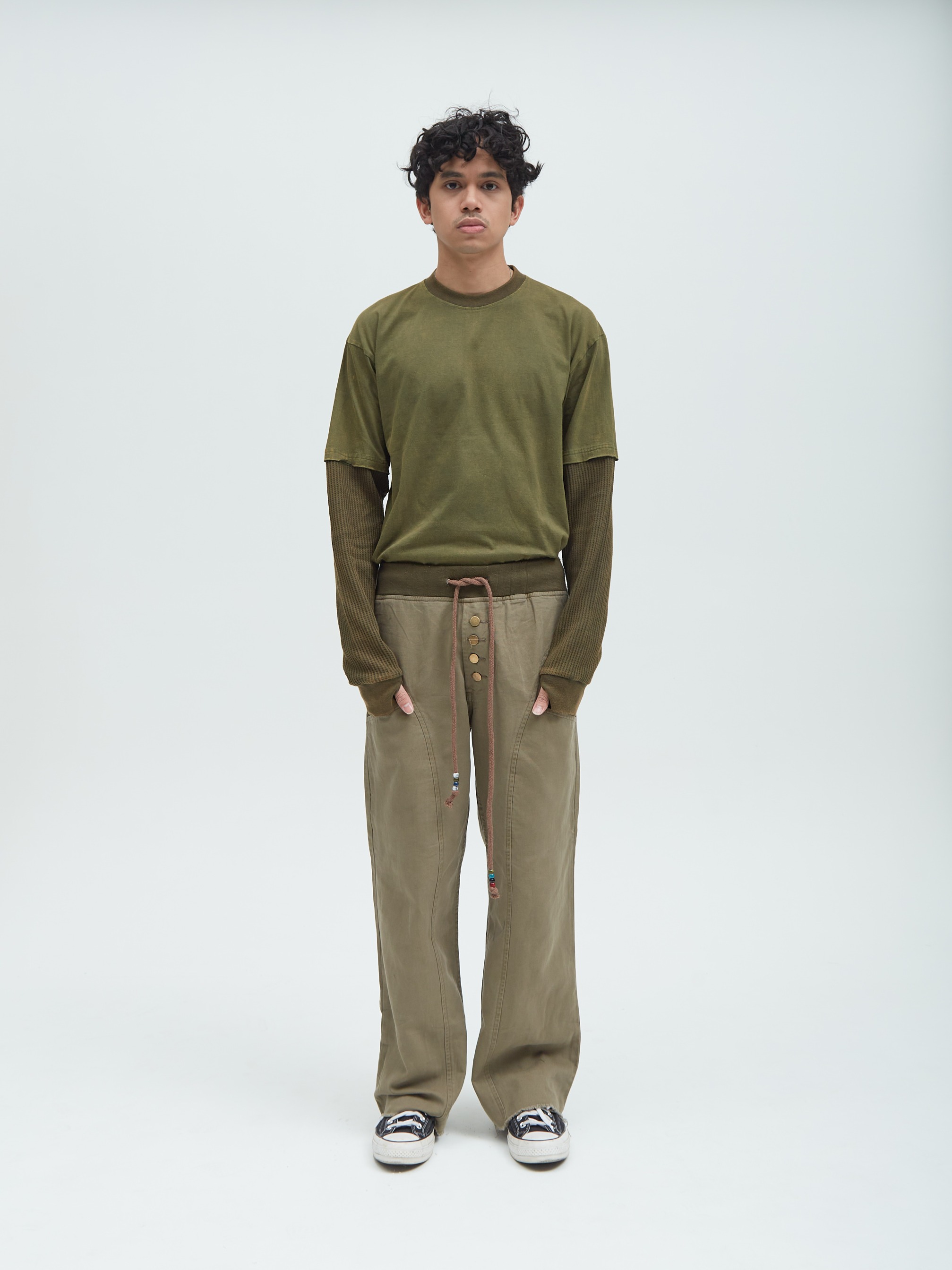 Relaxed Canvas Pants Olive