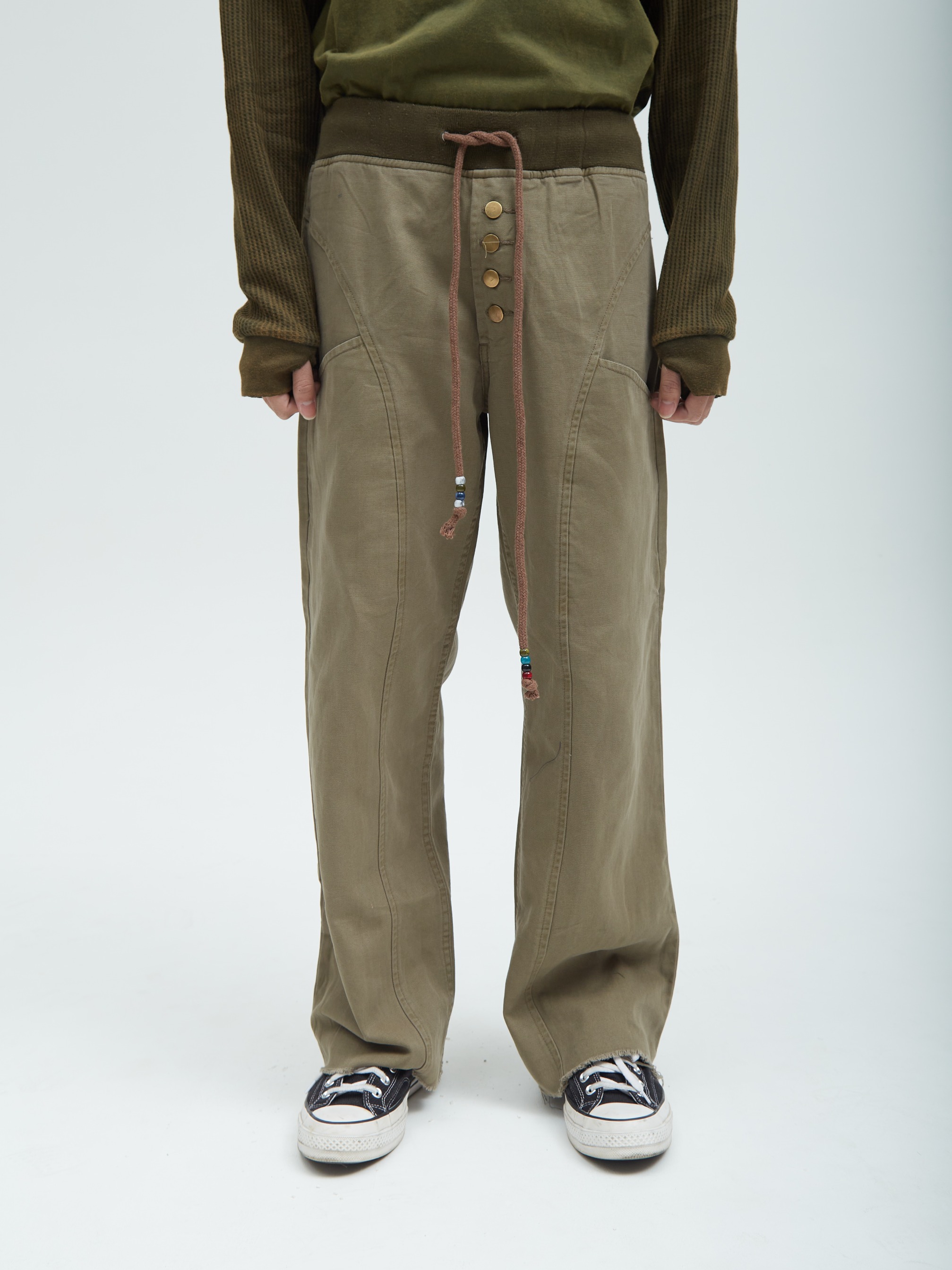 Relaxed Canvas Pants Olive