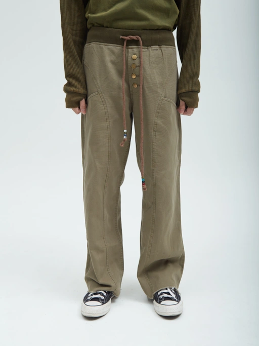 Image of Relaxed Canvas Pants Olive