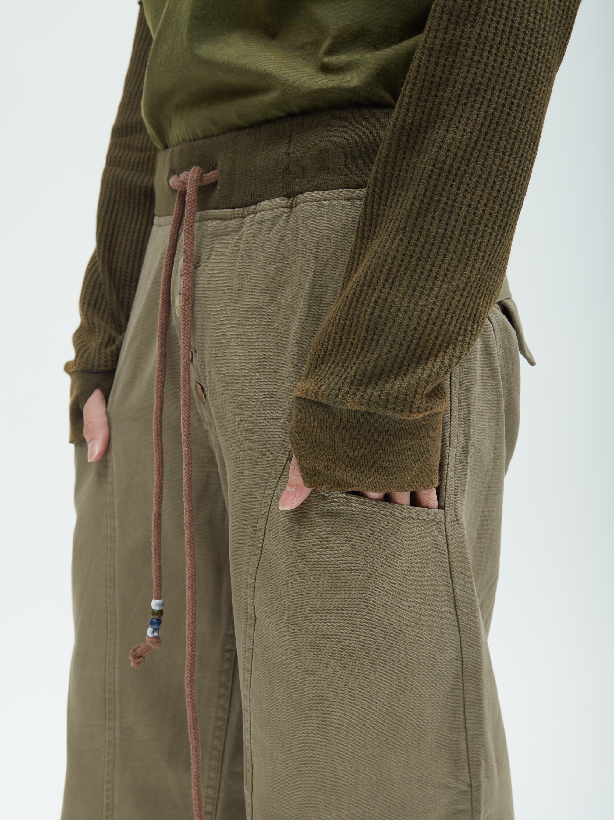 Relaxed Canvas Pants Olive