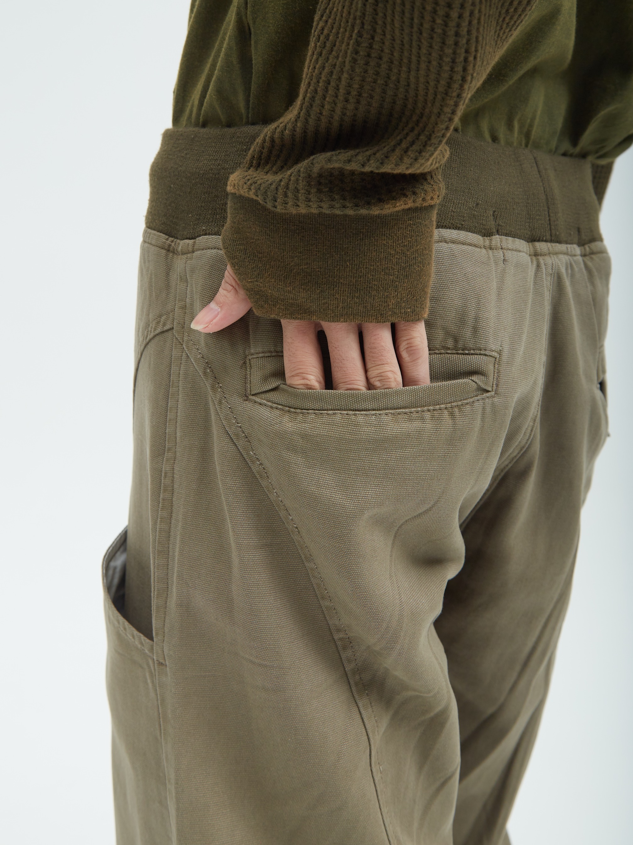 Relaxed Canvas Pants Olive