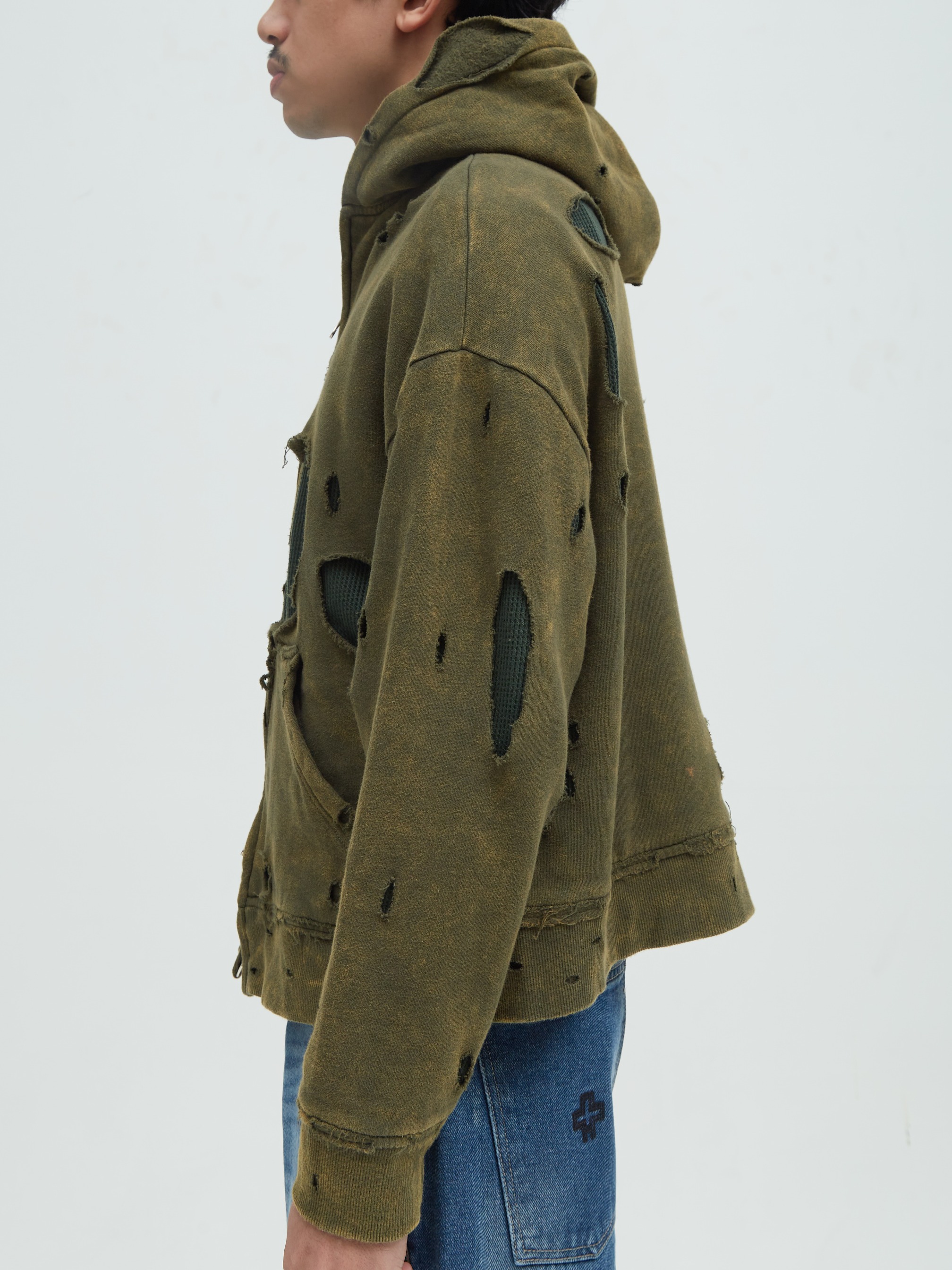 Distressed Hoodie Green
