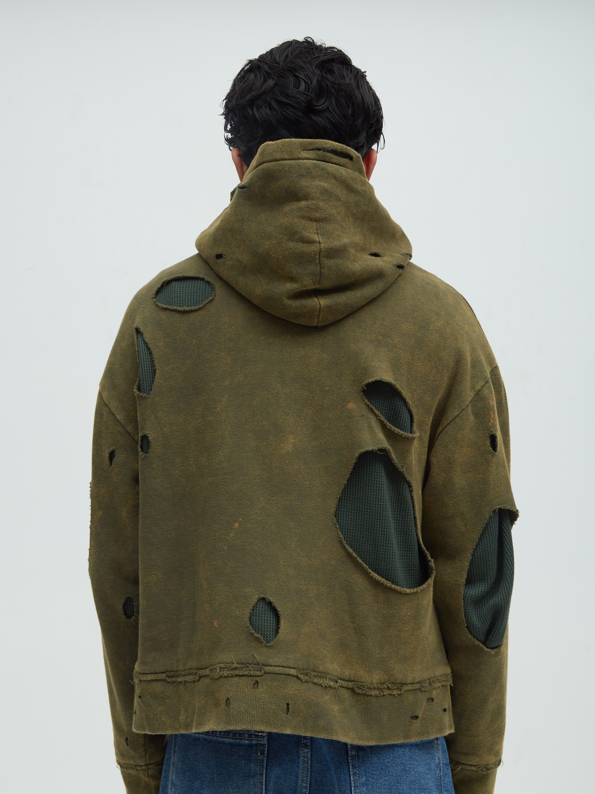 Distressed Hoodie Green