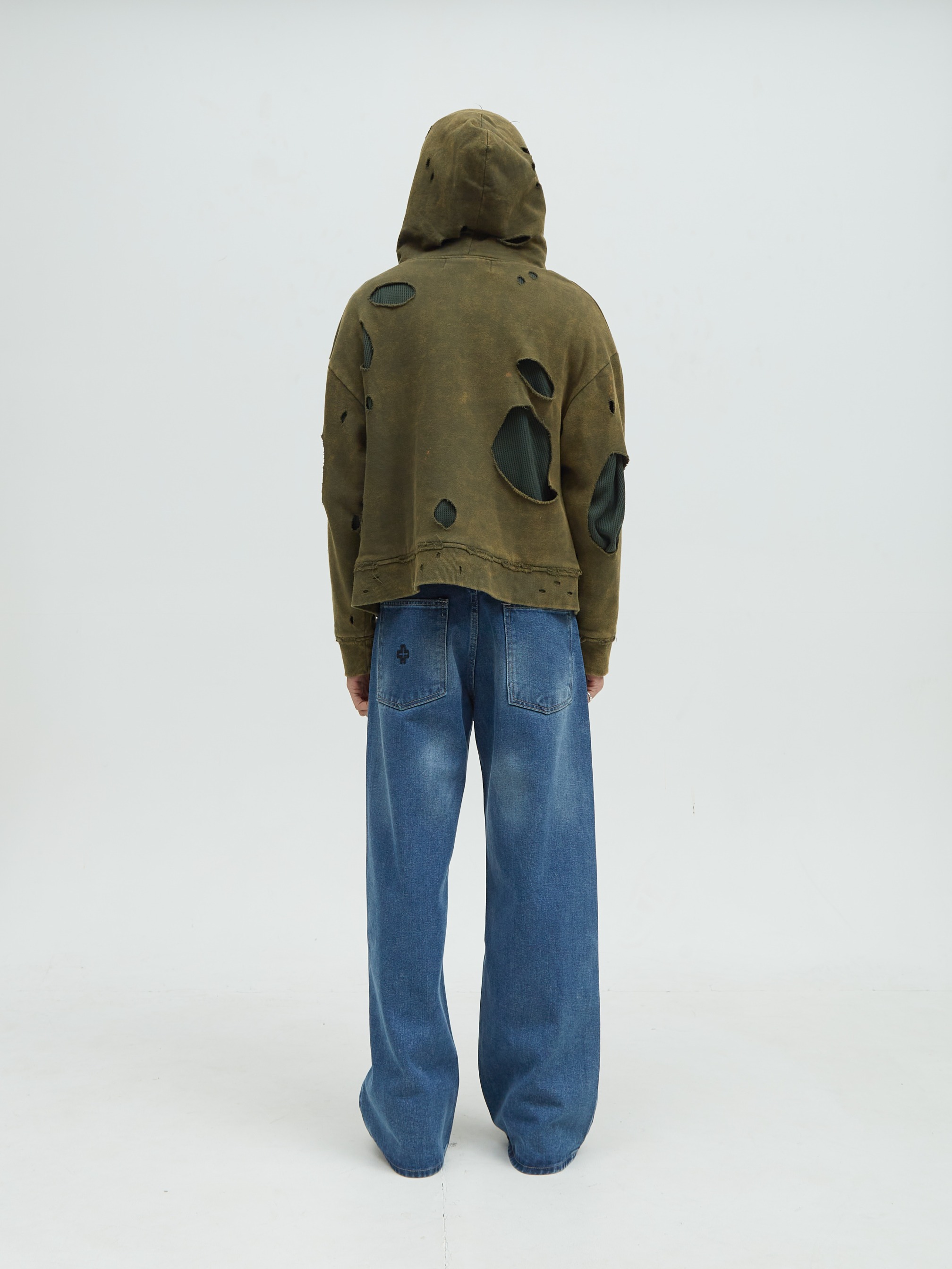 Distressed Hoodie Green