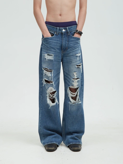 Image of Carter Jeans Distressed Washed Blue