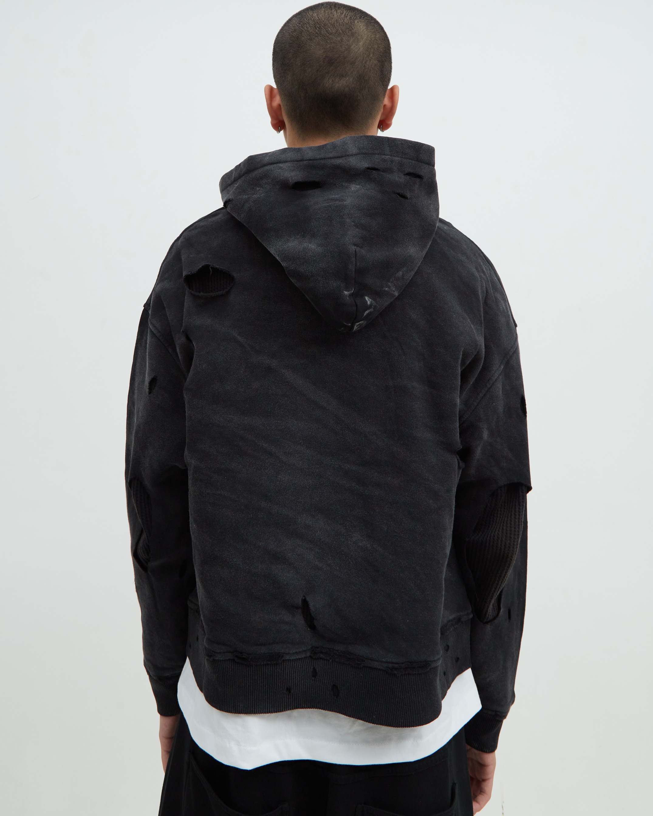 Distress Hoodie Black