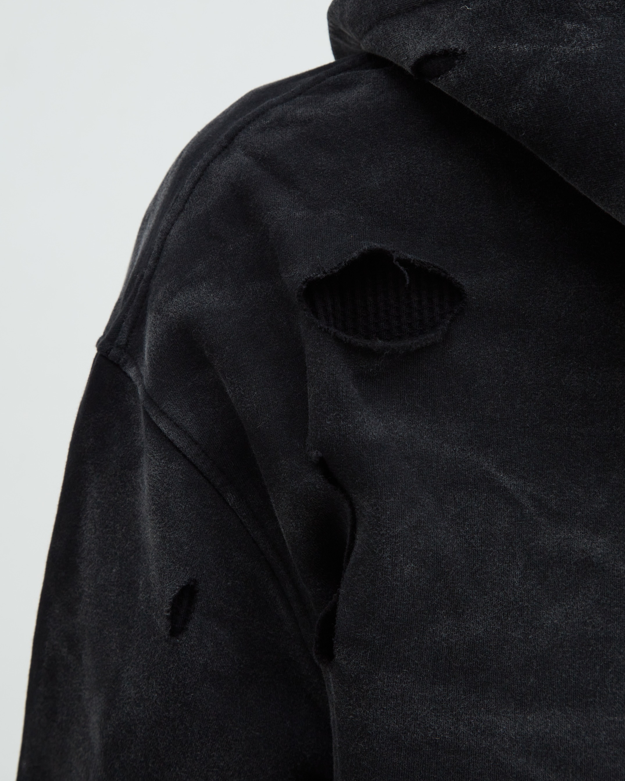 Distress Hoodie Black