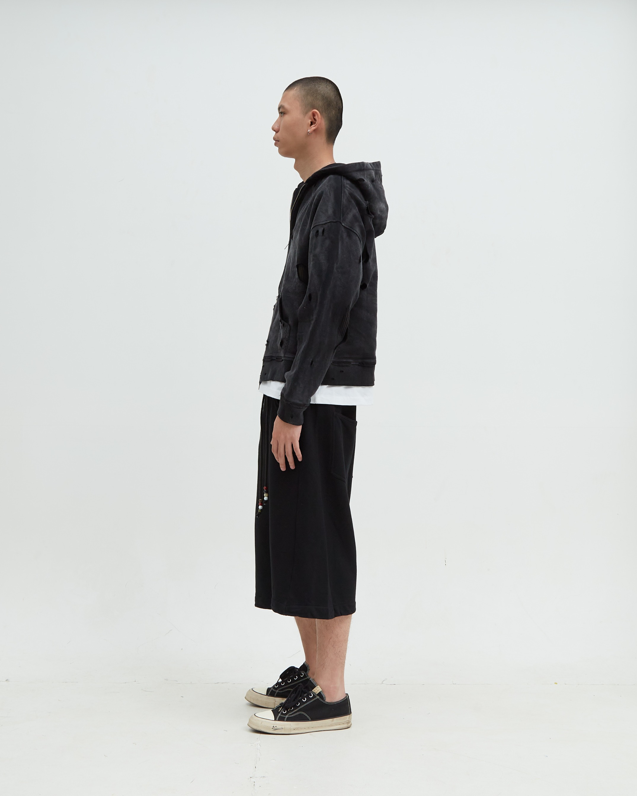 Distress Hoodie Black