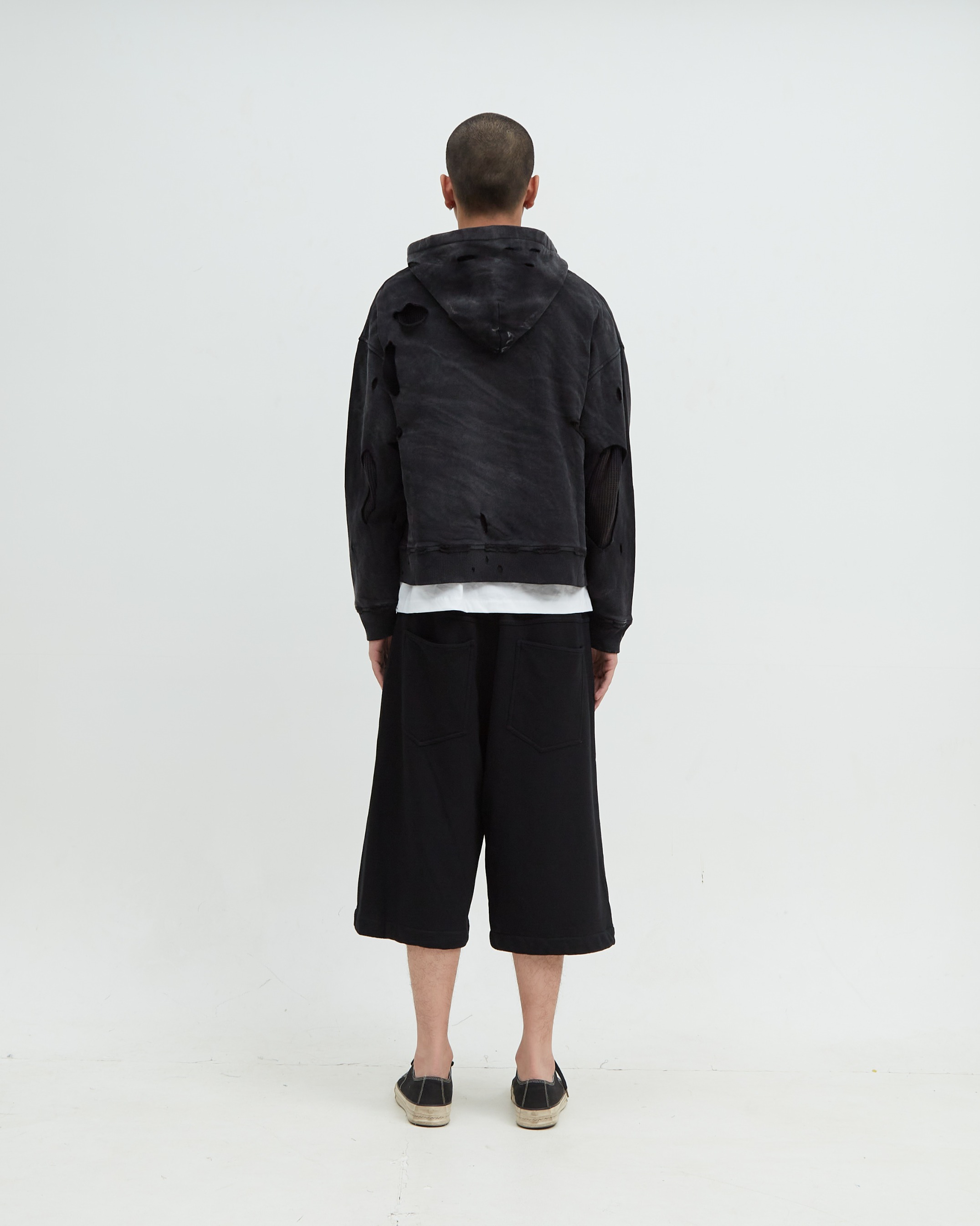 Distress Hoodie Black
