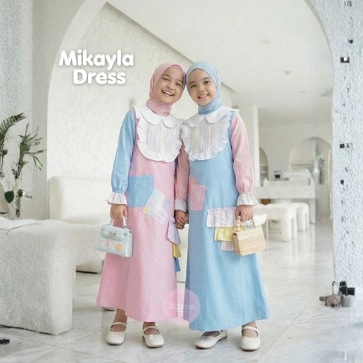 Image of 𝐀𝐥𝐳𝐞𝐧𝐚 𝐊𝐢𝐝𝐬 - Gamis Anak Perempuan Katun 2 - 14 Tahun Dress Mikayla Series