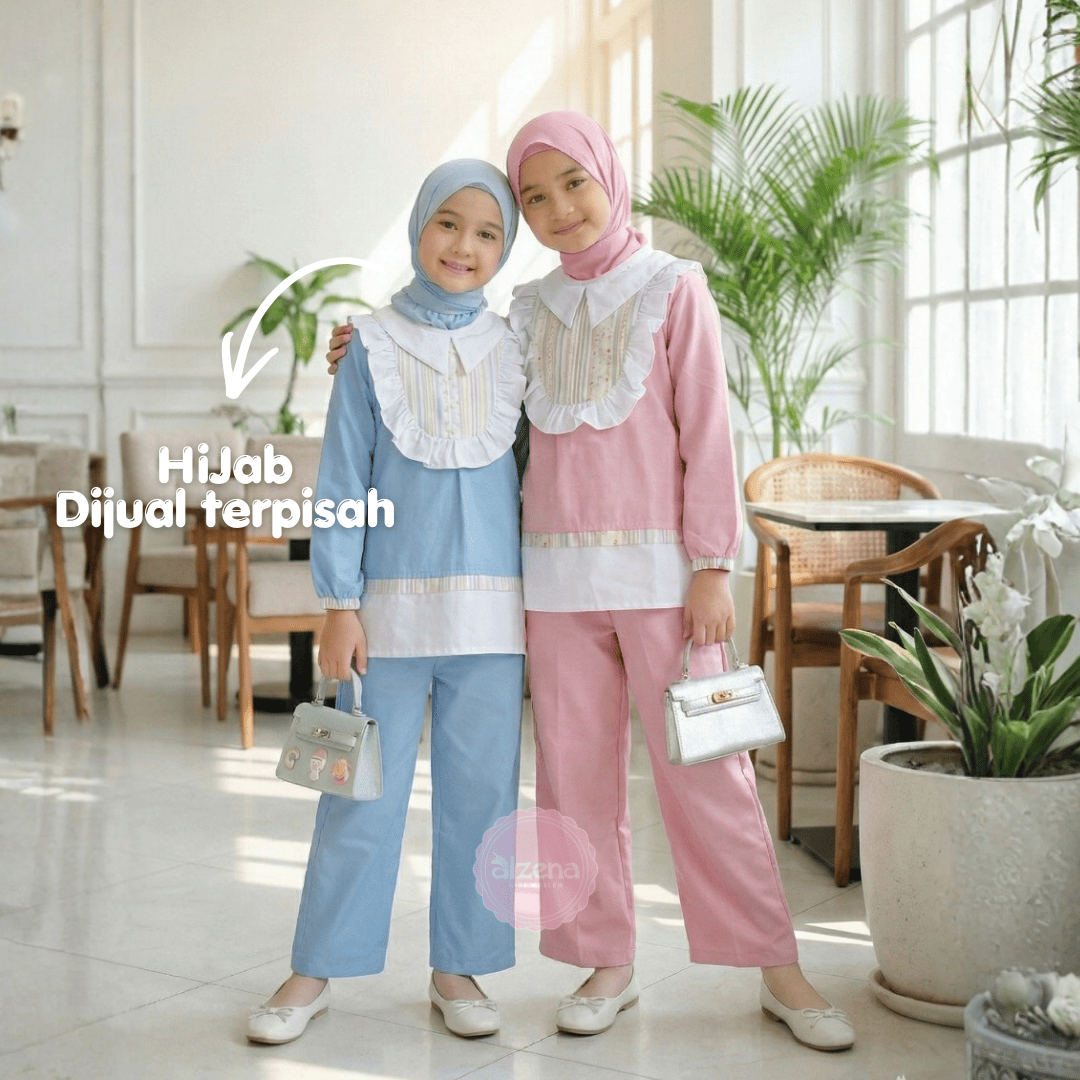 𝐀𝐥𝐳𝐞𝐧𝐚 𝐊𝐢𝐝𝐬 - Gamis Anak Perempuan Katun 2 - 14 Tahun Mikayla One Set