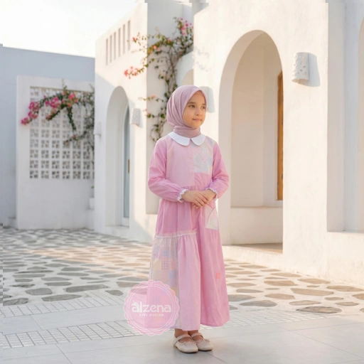 Image of Gamis Anak Perempuan Premium Cotton Jepang Binar Dress By Alzena Kids Moslem
